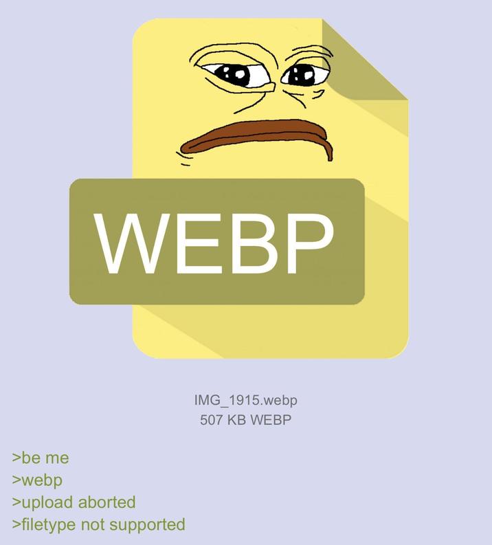>be me >webp WEBP >upload aborted >filetype not supported IMG_1915.webp 507 KB WEBP