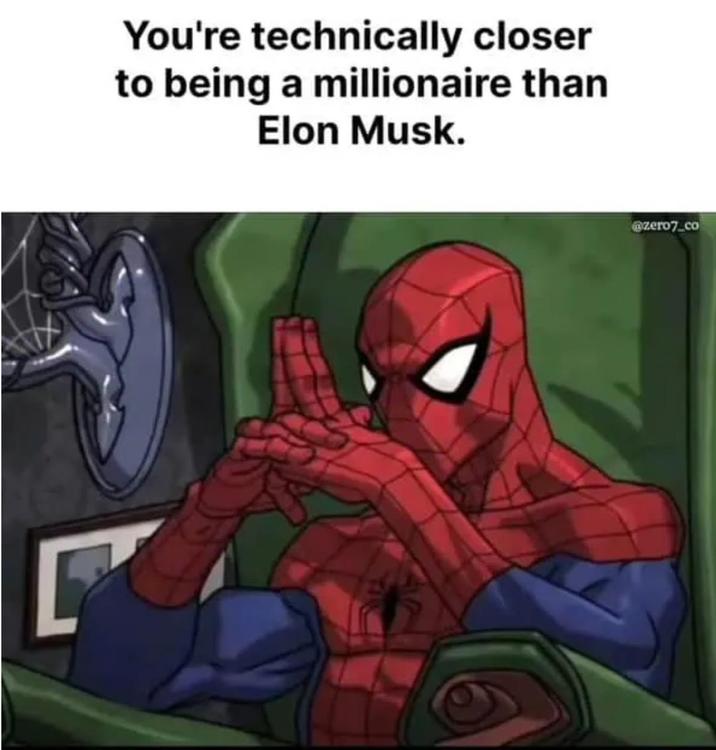 You're technically closer to being a millionaire than Elon Musk. Γ @zero7.co