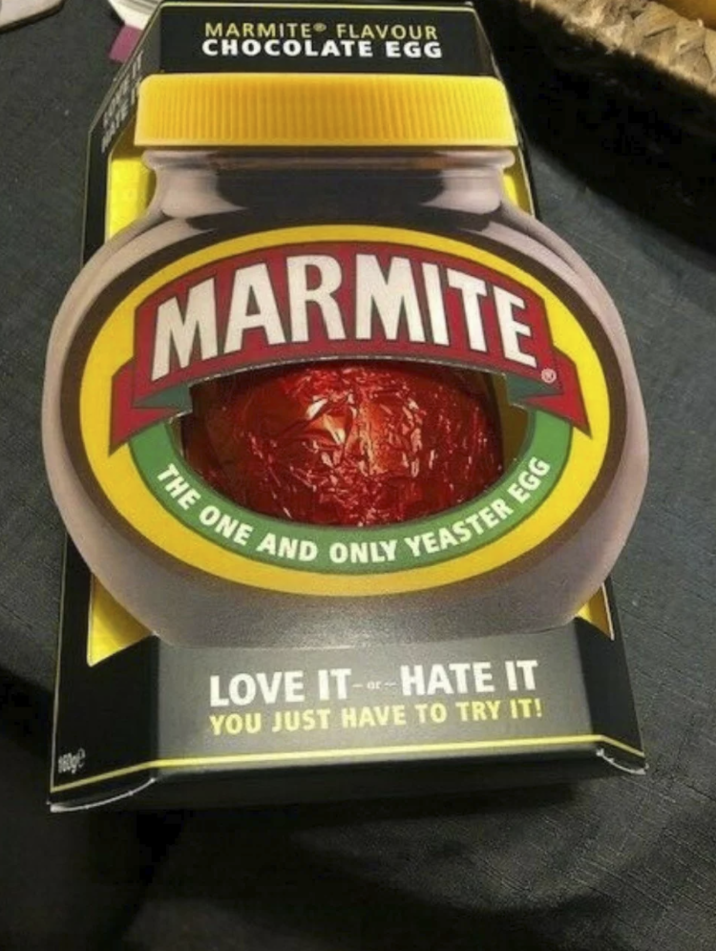 MARMITE FLAVOUR CHOCOLATE EGG MARMITE THE ONE AND ONLY YEASTER LOVE ITHATE IT YOU JUST HAVE TO TRY IT! EGG