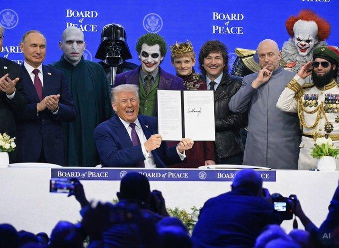 A meme about the Board of Peace. It shows villains on the board.