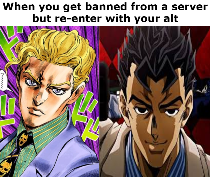 When you get banned from a server but re-enter with your alt www
