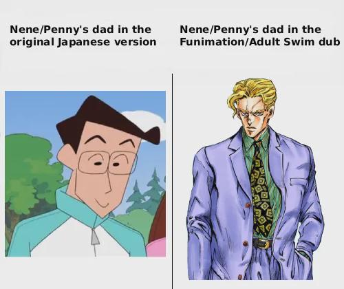 Nene/Penny's dad in the original Japanese version Nene/Penny's dad in the Funimation/Adult Swim dub