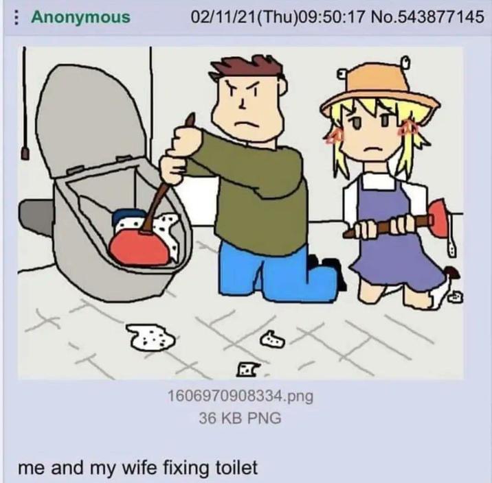 Anonymous + ート 02/11/21(Thu)09:50:17 No.543877145 A 1606970908334.png 36 KB PNG me and my wife fixing toilet
