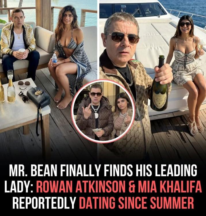 A new graphic sharing a rumor about Mia Khalifa and Mr. Bean. It reads, "Mr. Bean finally finds his leading lady: Rowan Atkinson & Mia Khalifa reportedly dating since Summer."