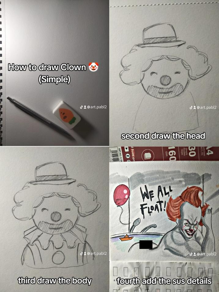 A drawing tutorial parody. It teaches how to draw a clown but shows Pennywise in the tub.