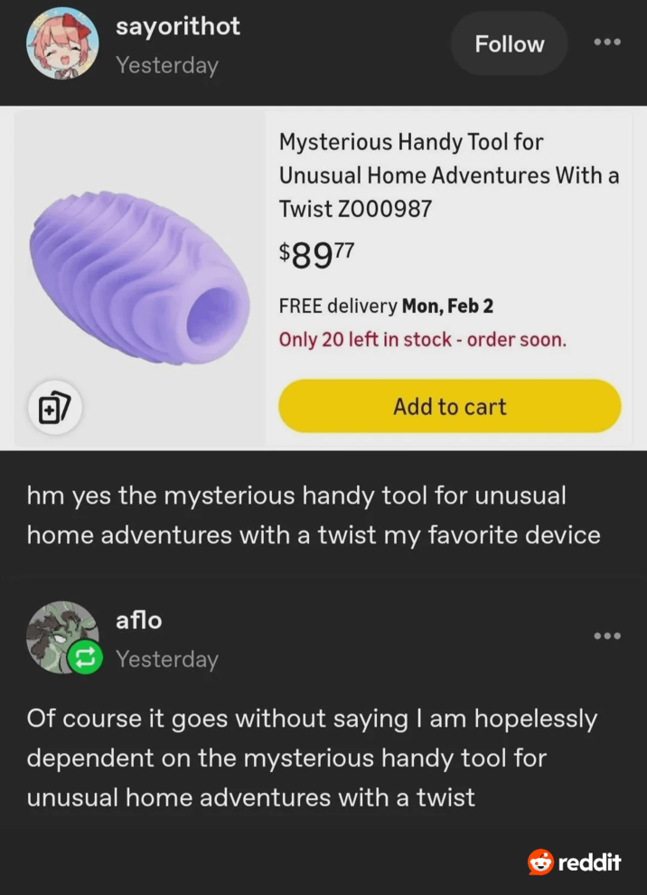 sayorithot Yesterday Follow Mysterious Handy Tool for Unusual Home Adventures With a Twist Z000987 $8977 FREE delivery Mon, Feb 2 Only 20 left in stock - order soon. Add to cart hm yes the mysterious handy tool for unusual home adventures with a twist my favorite device aflo Yesterday Of course it goes without saying I am hopelessly dependent on the mysterious handy tool for unusual home adventures with a twist reddit