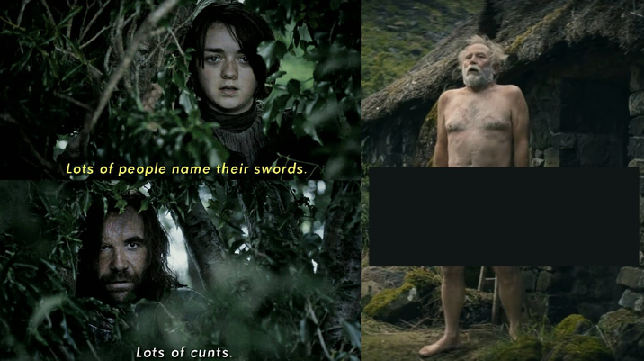 Lots of people name their swords. Lots of c----.
