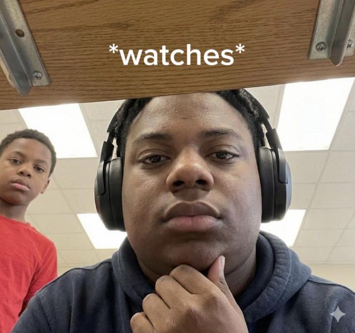 A version of the Speed Watches meme. It shows a larger Speed watching.