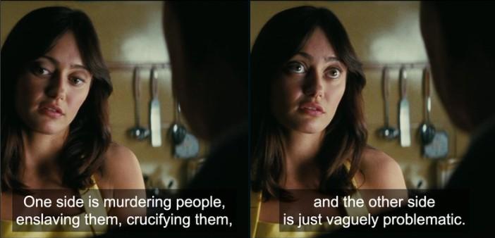 One side is murdering people, enslaving them, crucifying them, and the other side is just vaguely problematic.