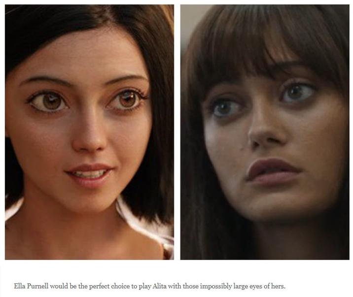 A Tumblr post. It reads, "Ella Purnell would be the perfect choice to play Alita with those impossibly large eyes of hers."