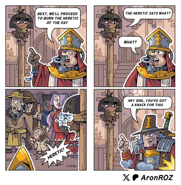 MODO HERETIC! NEXT, WE'LL PROCEED TO BURN THE HERETIC OF THE DAY THE HERETIC SAYS WHAT? WHAT? HEY GIRL, YOU'VE GOT A KNACK FOR THIS XAronROZ