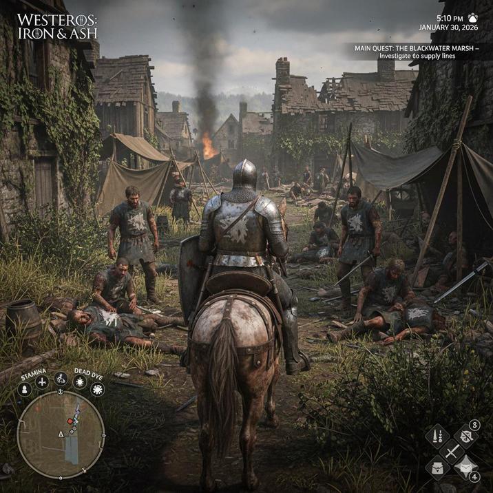 WESTEROS: IRON & ASH 5:10 PM JANUARY 30, 2026 MAIN QUEST: THE BLACKWATER MARSH - Investigate to supply lines STAMINA + DEAD DYE