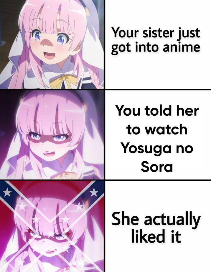 * Your sister just got into anime You told her to watch Yosuga no Sora She actually liked it