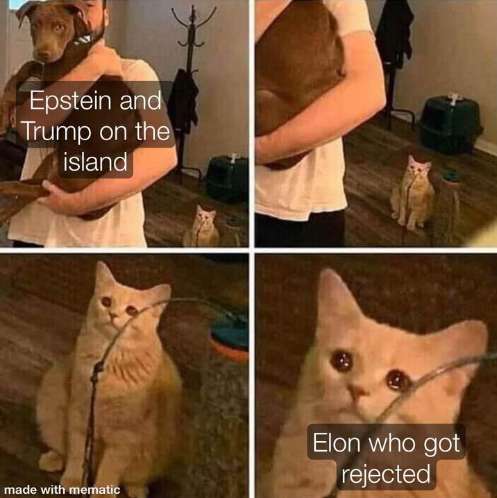 Epstein and Trump on the island made with mematic Elon who got rejected