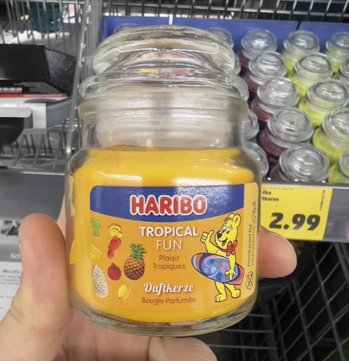 Sc 46x35x HARIBO TROPICAL FUN Plaisir Tropiques Duftkerze Bougie Parfumée ribe kerze 2.99 FRAGRANCE Style. Produced by