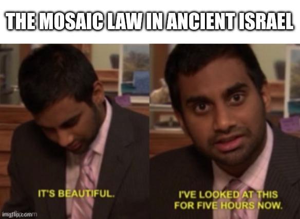 THE MOSAIC LAW IN ANCIENT ISRAEL IT'S BEAUTIFUL. I'VE LOOKED AT THIS FOR FIVE HOURS NOW. imgflip.comm
