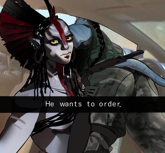 L FI He wants to order.