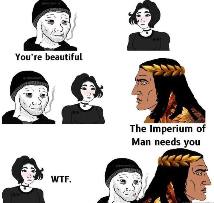 STEMPLARPILLED You're beautiful ** TEMPCARVILLED W--. The Imperium of Man needs you #TEMPLARVILLED