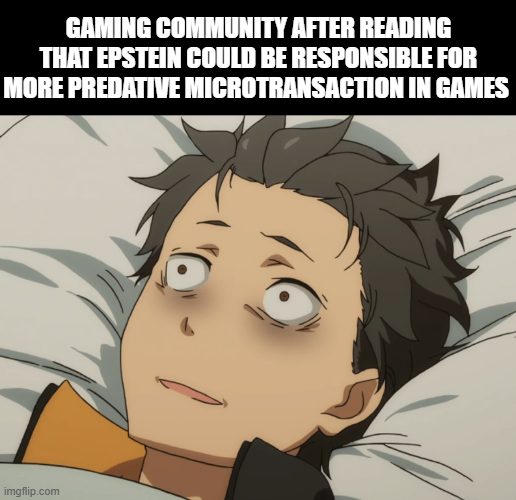 GAMING COMMUNITY AFTER READING THAT EPSTEIN COULD BE RESPONSIBLE FOR MORE PREDATIVE MICROTRANSACTION IN GAMES imgflip.com