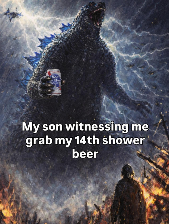 Pabst e Ribben My son witnessing me grab my 14th shower beer