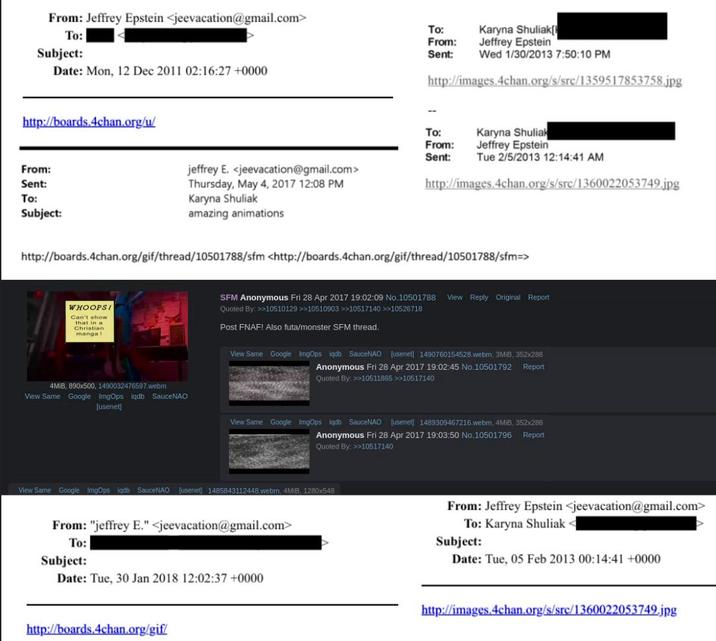 An email from the Epstein files. It shows Epstein sending inappropriate FNAF gifs.