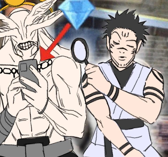 An edit of the "gem alert" meme. The meme is about JJK characters.