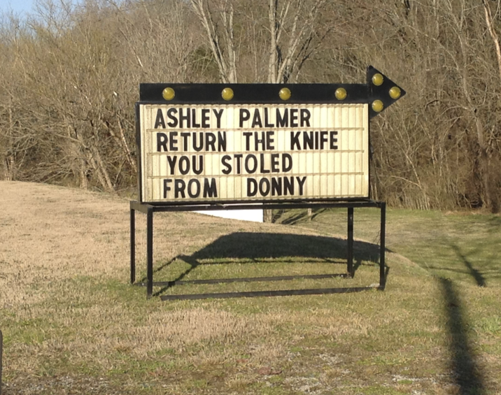ASHLEY PALMER RETURN THE KNIFE YOU STOLED FROM DONNY