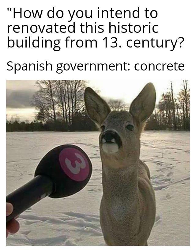 "How do you intend to renovated this historic building from 13. century? Spanish government: concrete 3
