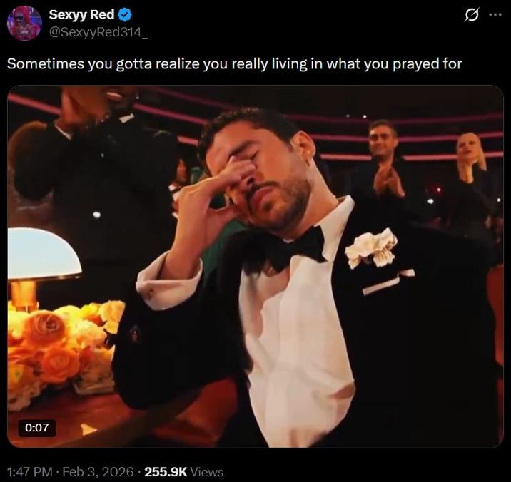 Sexyy Red ✔ @SexyyRed314_ Sometimes you gotta realize you really living in what you prayed for 0:07 1:47 PM - Feb 3, 2026 255.9K Views
