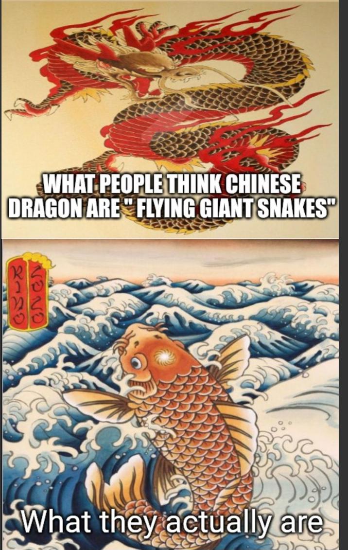 WHAT PEOPLE THINK CHINESE DRAGON ARE FLYING GIANT SNAKES" 2348 7202 What they actually are
