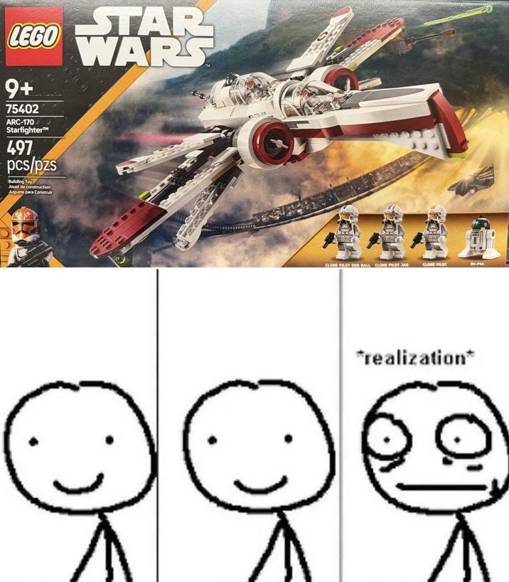 LEGO 9+ 75402 ARC-170 Starfighter™ 497 pcs/pzs Building Toy Jouet de com Juguete para Construir STAR WARS CLONE PILOT ODD BALL CLONE PILOT JAG CLONE PILOT R4-P4A *realization*