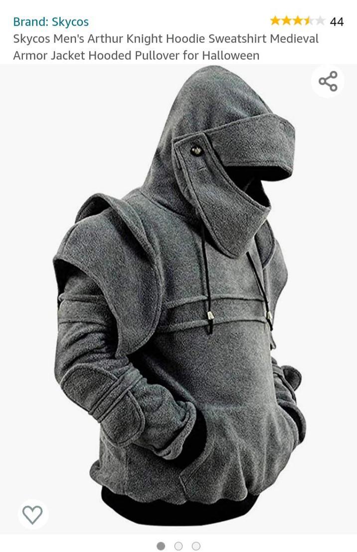 44 Brand: Skycos Skycos Men's Arthur Knight Hoodie Sweatshirt Medieval Armor Jacket Hooded Pullover for Halloween до