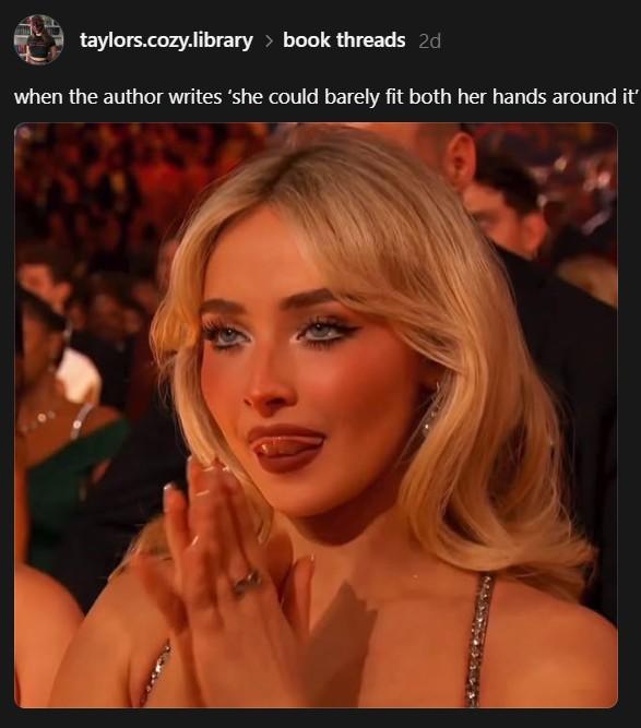 taylors.cozy.library > book threads 2d when the author writes 'she could barely fit both her hands around it'