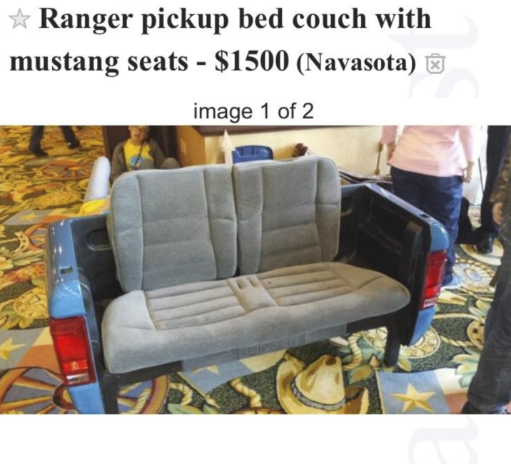 ☆ Ranger pickup bed couch with mustang seats - $1500 (Navasota) ☑ image 1 of 2