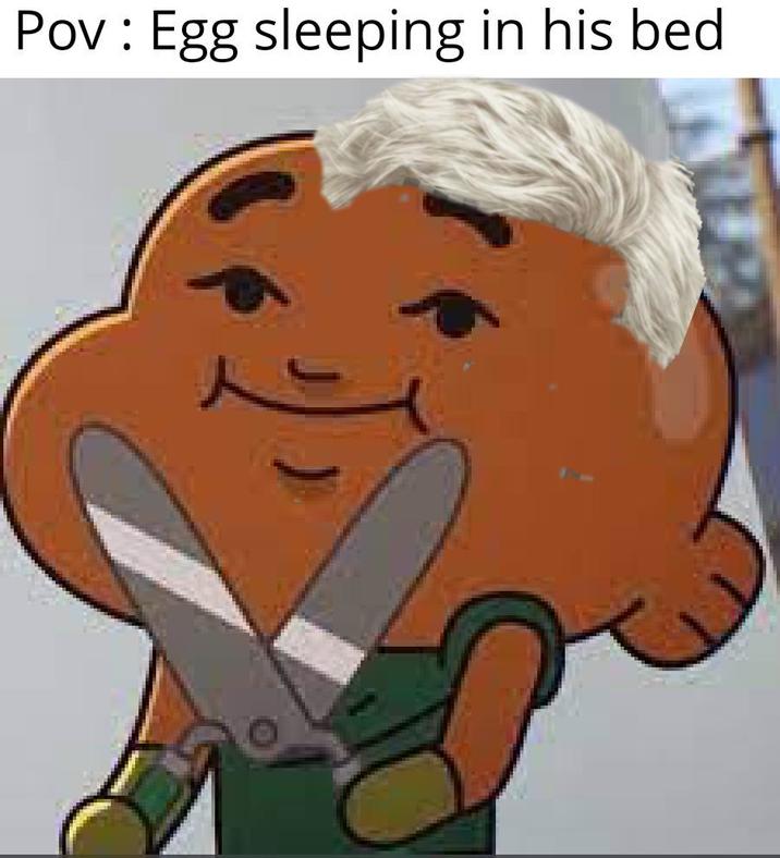 Pov: Egg sleeping in his bed.