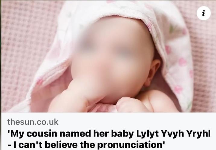i 20 thesun.co.uk 'My cousin named her baby Lylyt Yvyh Yryhl - I can't believe the pronunciation'