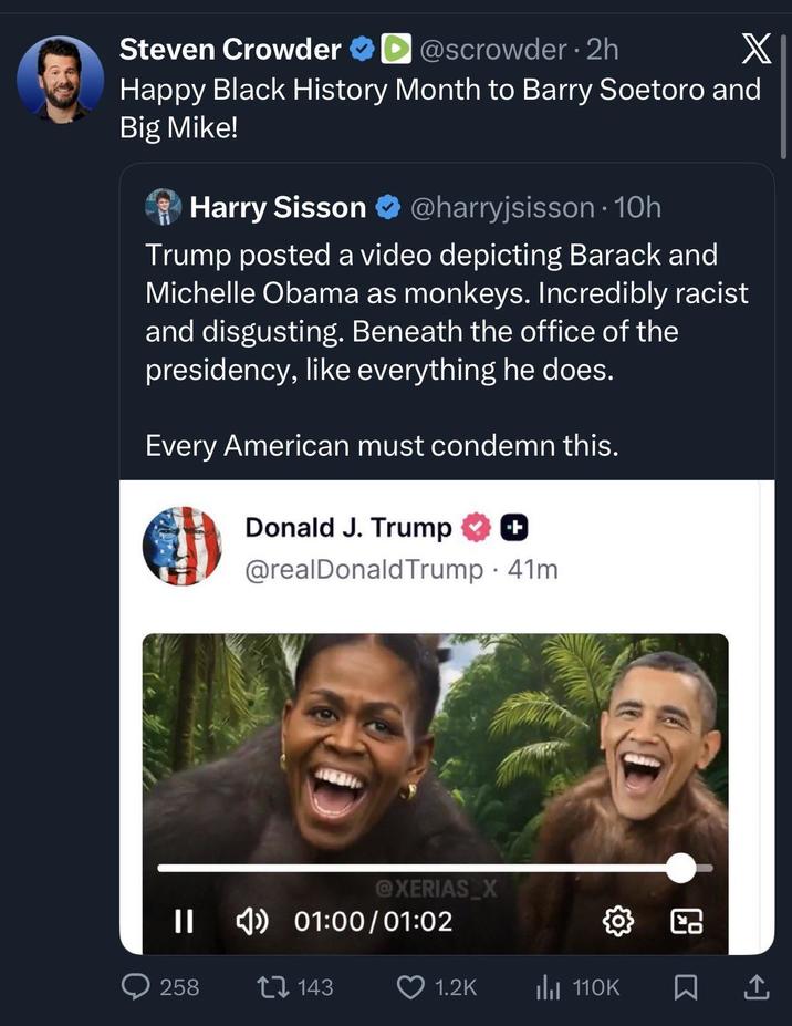 "Steven Crowder tweet":https://x.com/scrowder/status/2019794838065910156
