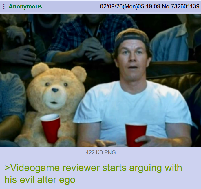 Anonymous 02/09/26(Mon)05:19:09 No.732601139 422 KB PNG >Videogame reviewer starts arguing with his evil alter ego
