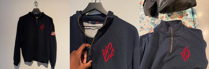Images of the alleged authentic Epstein quarter zip for sale. Authenticity unconfirmed.