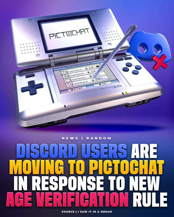 D PICT CHAT Choose a Chat Room to join Chat Room A 3/16 Chat Room B 1/16 Chat Room C Chat Room D 0/16 Go back Join NINTENDEDS NEWS | RANDOM DISCORD USERS ARE MOVING TO PICTOCHAT IN RESPONSE TO NEW AGE VERIFICATION RULE SOURCE | I SAW IT IN A DREAM