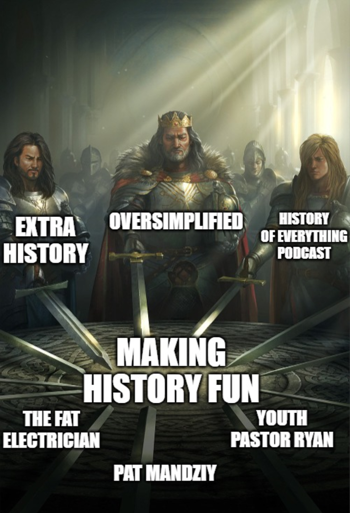EXTRA HISTORY OVERSIMPLIFIED HISTORY OF EVERYTHING PODCAST MAKING HISTORY FUN YOUTH THE FAT ELECTRICIAN PASTOR RYAN PAT MANDZIY