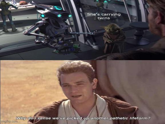 She's carrying twins Why do I sense we've picked up another pathetic lifeform? imgflip.com