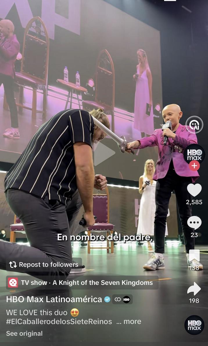 HBO max + 2,585 En nombre del padre, 23 Repost to followers → TV show. A Knight of the Seven Kingdoms 138 HBO Max Latinoamérica CO HBO 198 WE LOVE this duo ✔ #ElCaballerodelosSiete Reinos more HBO max See original