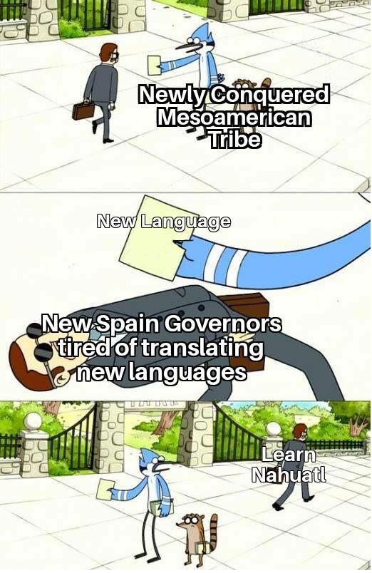 Newly Conquered Mesoamerican Tribe New Language New Spain Governors tired of translating, new languages Learn Nahuatl