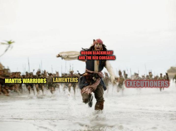 MANTIS WARRIORS LAMENTERS HURON BLACKHEART AND THE RED CORSAIRS EXECUTIONERS