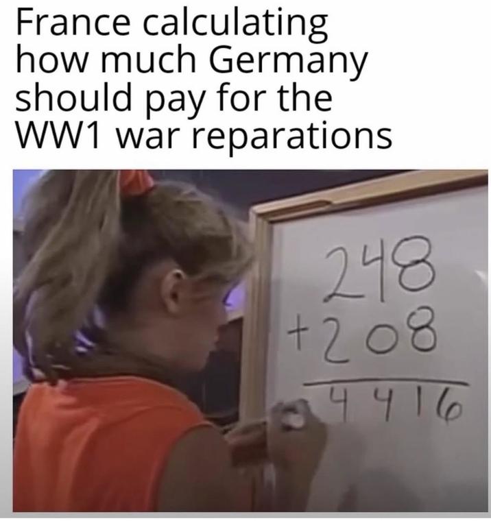 France calculating how much Germany should pay for the WW1 war reparations 248 +208 4416