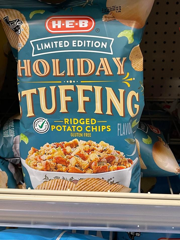 19107 L3R IO H-E-B LIMITED EDITION HOLIDAY TUFFING CT RIDGED- ⑮ POTATO CHIPS FLAVO NGREDI GLUTEN FREE RITAS SABOR A PAVO ETAPER