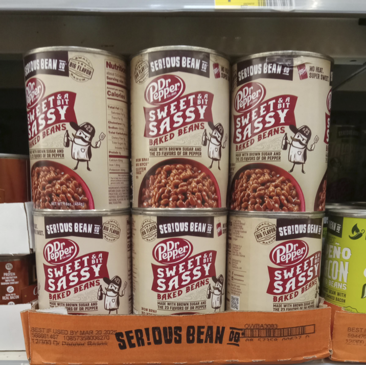 RIOUS BEAN SWEETS SASSY AKED BEANS WITH BROWN SUGAR AND FAVORS OF DR PEPPER BIG FLAVOR 23 Nutrition about 35 Serving si A Calories Total Fat Saturated Fa Tansfe Cholester Sodium Total Carb Distary Park Tow Sun Protein SERIOUS BEAN Pepper & A SWEET SASSY BAKED BEANS MADE WITH BROWN SUGAR AND THE 23 FLAVORS OF DR PEPPER NO HE SUPER SERIOUS BEAN Pepper SWEETS SASSY BAKED BEANS MADE WITH BROWN SUGAR AND THE 23 FLAVORS OF DR PEPPER NO HEAT SUPER SWEET #23 SERIOU Callum Song Iron 1 Bing Potassium 300g The NET WT 16oz. (4540) NGREDIENTS PO BROWN SUGAR SUGA FRUCTOSE LESS PEPPER CENT NATURAL FLAV MALTODEXTRIN NON BPA NO HFCS" GLUTEN 11 PROTEIN SEE NUTRITION INFO FOR SODIUM CONTENT REAL BACON m SWEET SERIOUS BEAN Pepper SWEET SASSY BAKED BEANS MADE THE WITH BROWN SUGAR AND ORS OF DR PEPPER BIG FLAVOR RATOR BEST IF USED BY MAR 20.2025 566661467 10857358006270 12300 Or Panner Raank 6 FLAVOR ATO SERIOUS BEAN & A Pepper SWEET SASSY BAKED BEANS NON BPAT NO Y MADE WITH BROWN SUGAR AND THE 23 FLAVORS OF DR PEPPER 731 SERIOUS BEAN DO y at BIG FLAVOR ATO SERIOUS BEAN Pepper ECT ENO CON SWEET SASSY BAKED BEANS MADE WITH BROWN SUGAR AND THE 23 FLAVORS OF OR PEPPER OWBA3083 00 £7250 E27 6 BEANS CT BEAN WITH MOKED BACON BEST 594470 123DD