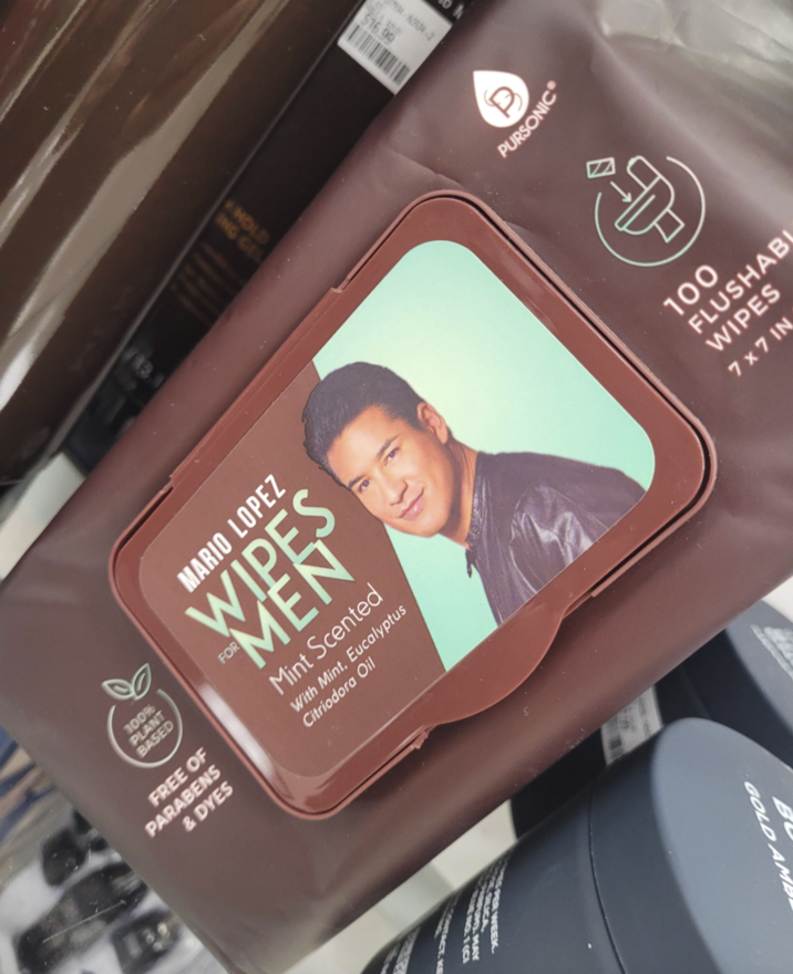 734-A524-2 $16.99 KHOLD ING GEL N PURSONIC 100% PLANT BASED FREE OF PARABENS & DYES MARIO LOPEZ WIPES FOR ME Mint Scented With Mint, Eucalyptus Citriodora Oil D 100 FLUSHAB WIPES 7x7 IN PER WEEK GOLD AMD