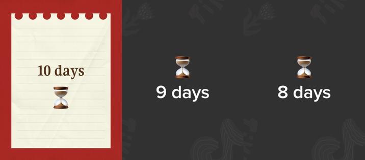 10 days K 9 days 8 days